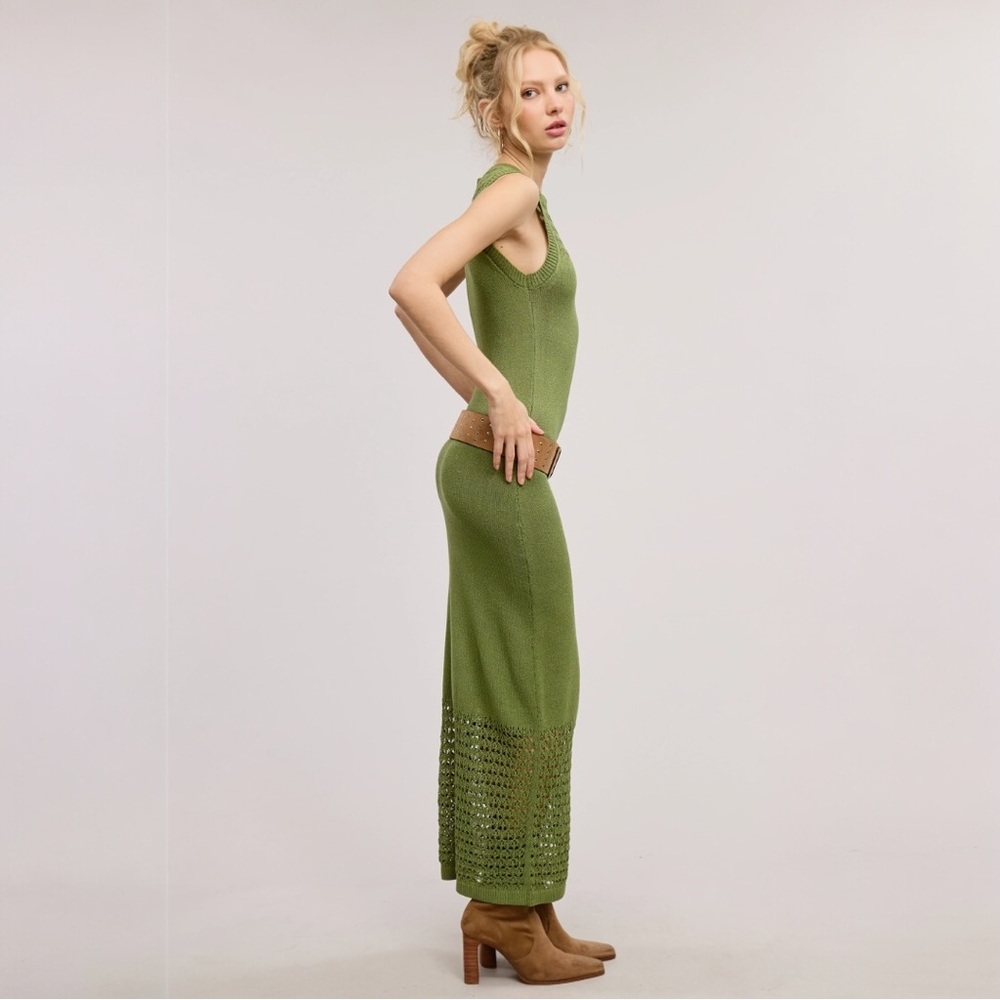 Bohemian Crochet Macrame Mesh Midi-Long Knit Dress - Picture 4 of 7